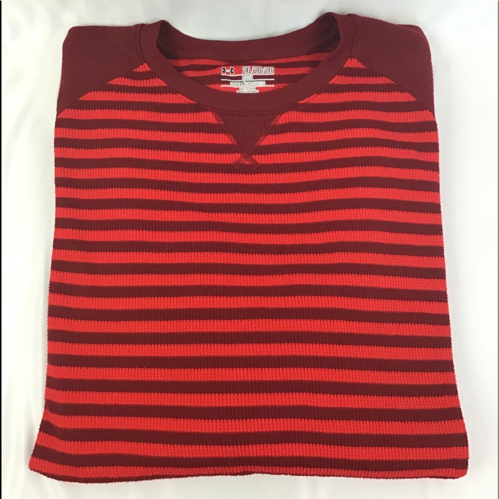 Under Armour Crew Neck 2XL Red/Maroon Striped